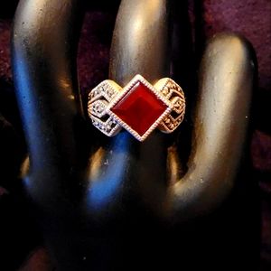 MARCASITE & GARNET RING